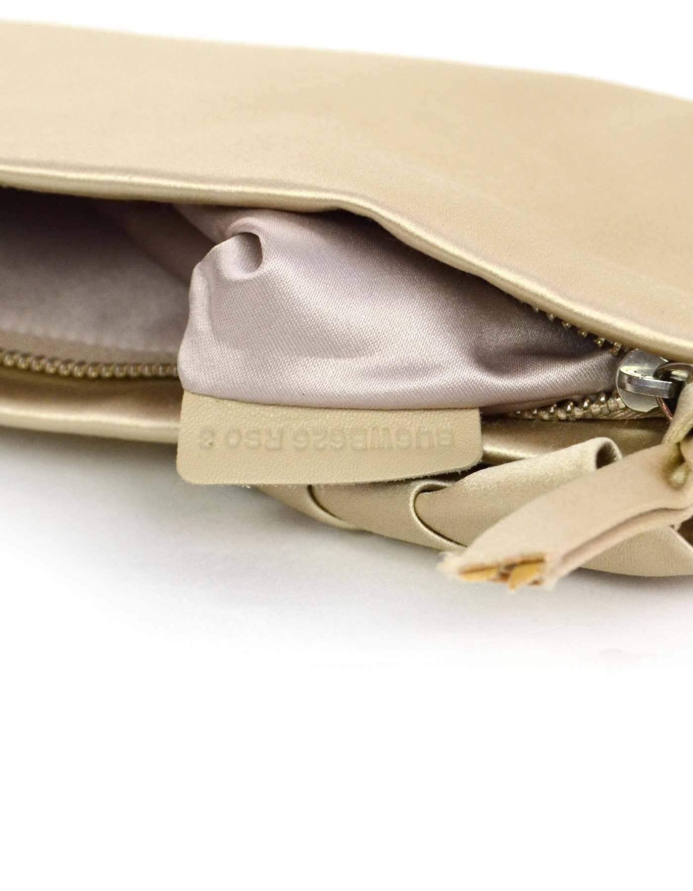 Valentino Champagne Silk Pleated Bow Clutch 4
