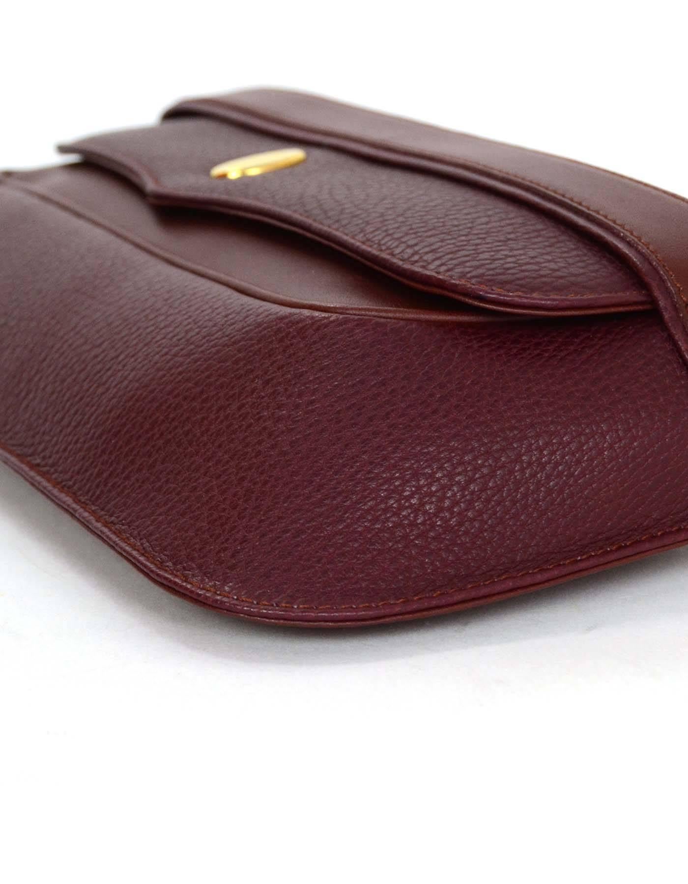 Cartier Burgundy Leather Vintage Envelope Clutch Bag GHW In Excellent Condition In New York, NY