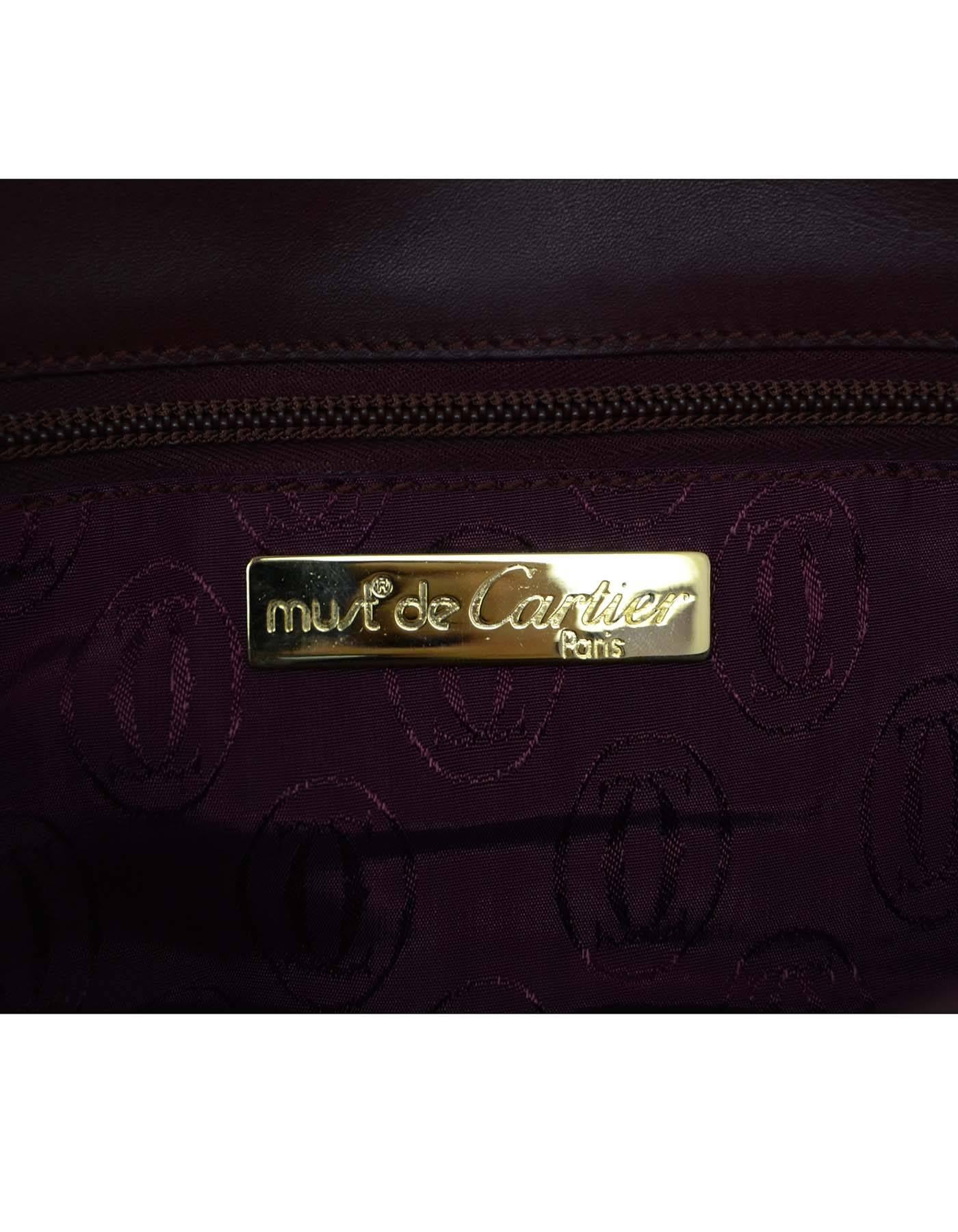 Cartier Burgundy Leather Vintage Envelope Clutch Bag GHW 2