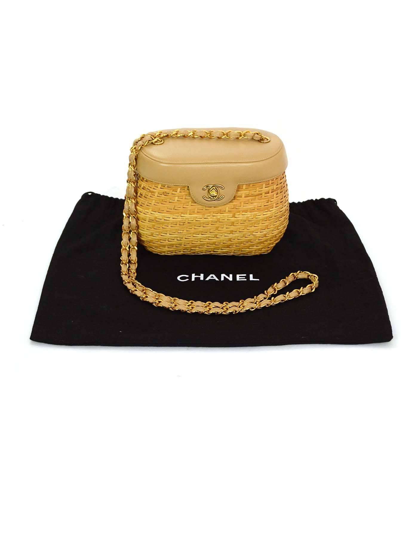 Chanel Rare Collectors Vintage Wicker Basket Shoulder Bag 3