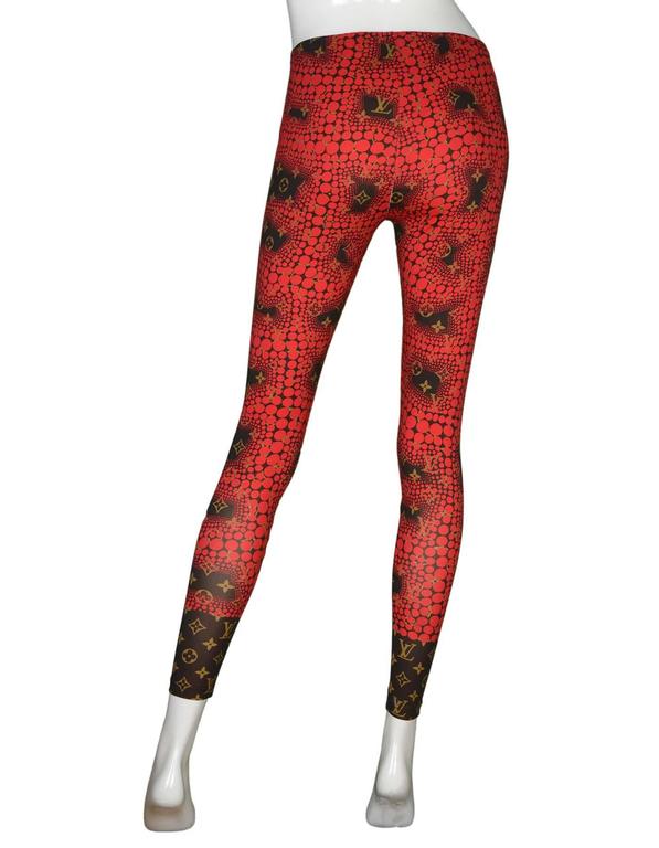 Louis Vuitton Rare Red Monogram Yayoi Kusama Dots Leggings sz 38 For Sale  at 1stDibs