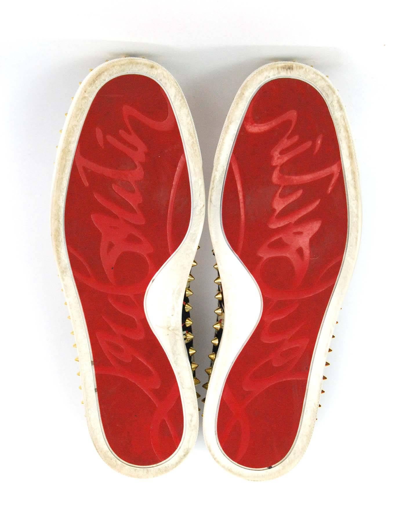 Christian Louboutin Tissu Beauty Hand Print Studded Sneakers Sz 40.5 2