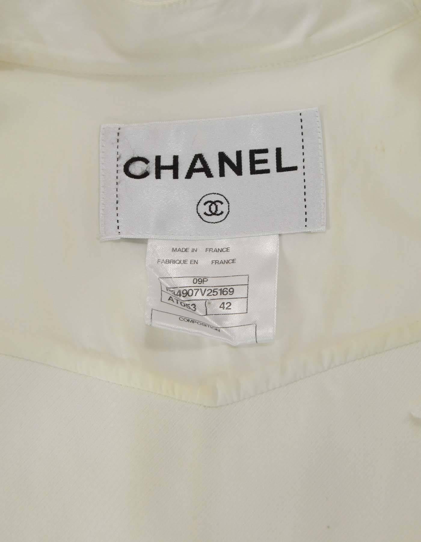 Women's Chanel White Button-Up Top with Bow Sz 42