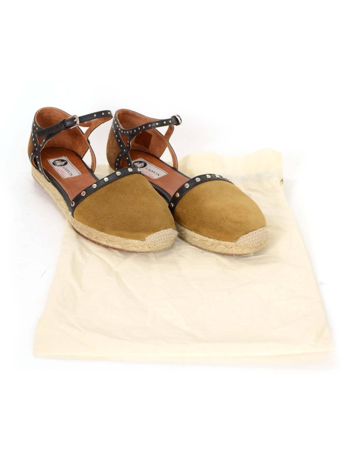  Lanvin Black & Brown Studded Espadrilles Shoes Sz 39 4