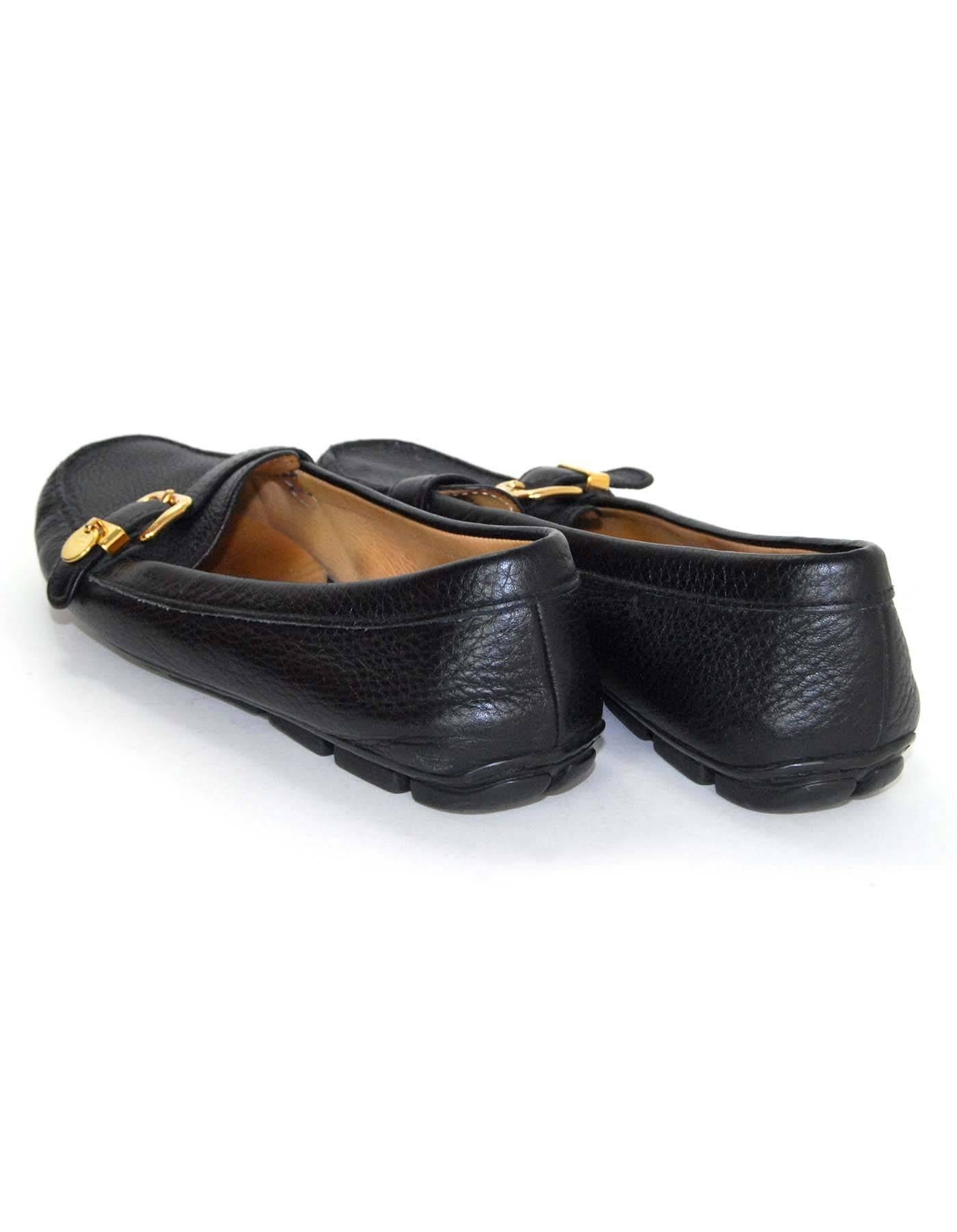 Prada Black Leather Driving Loafers Sz 40.5 1