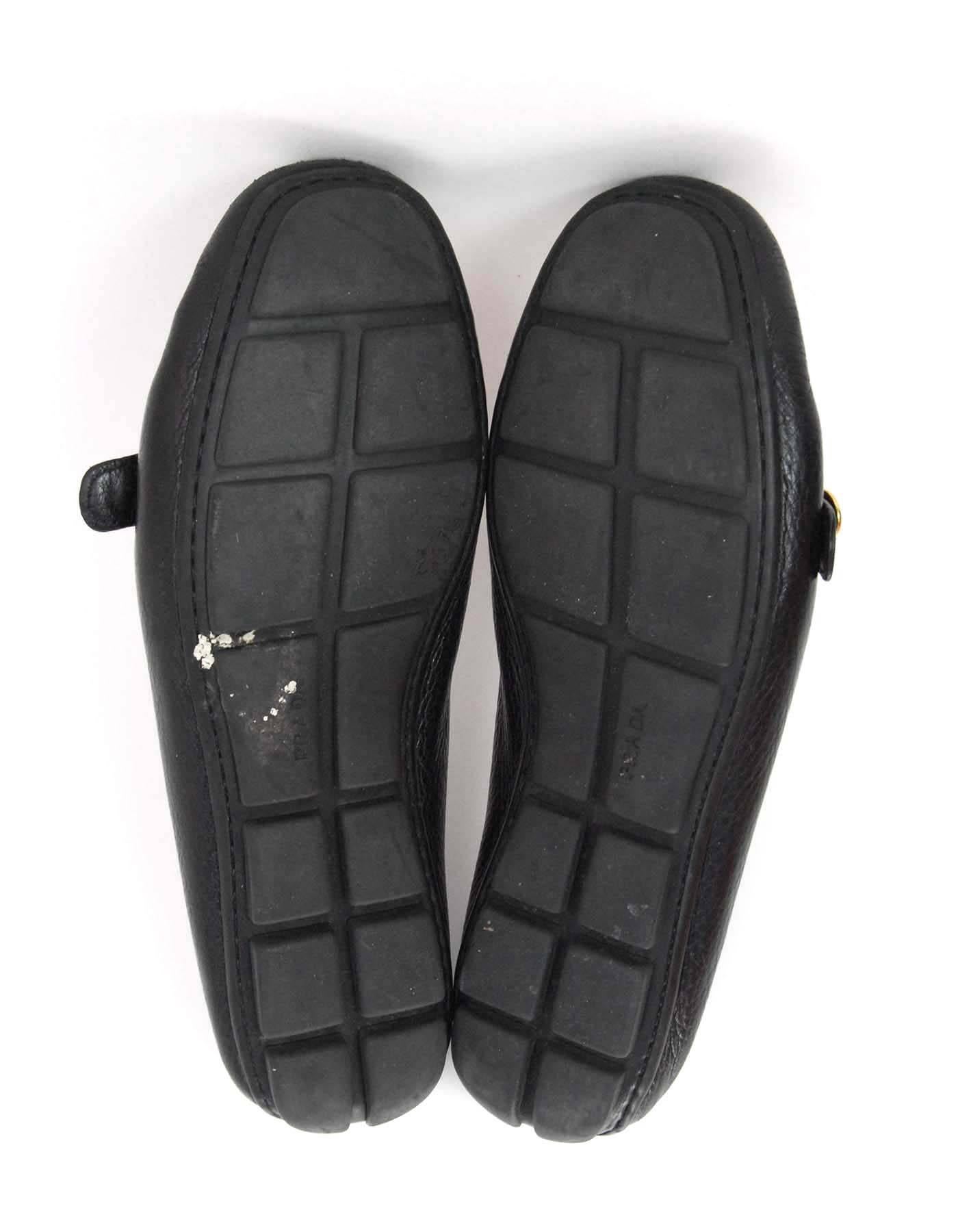 Prada Black Leather Driving Loafers Sz 40.5 3