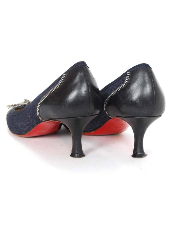 Christian Louboutin Denim and Black Leather Pumps Sz 41 For Sale at 1stDibs