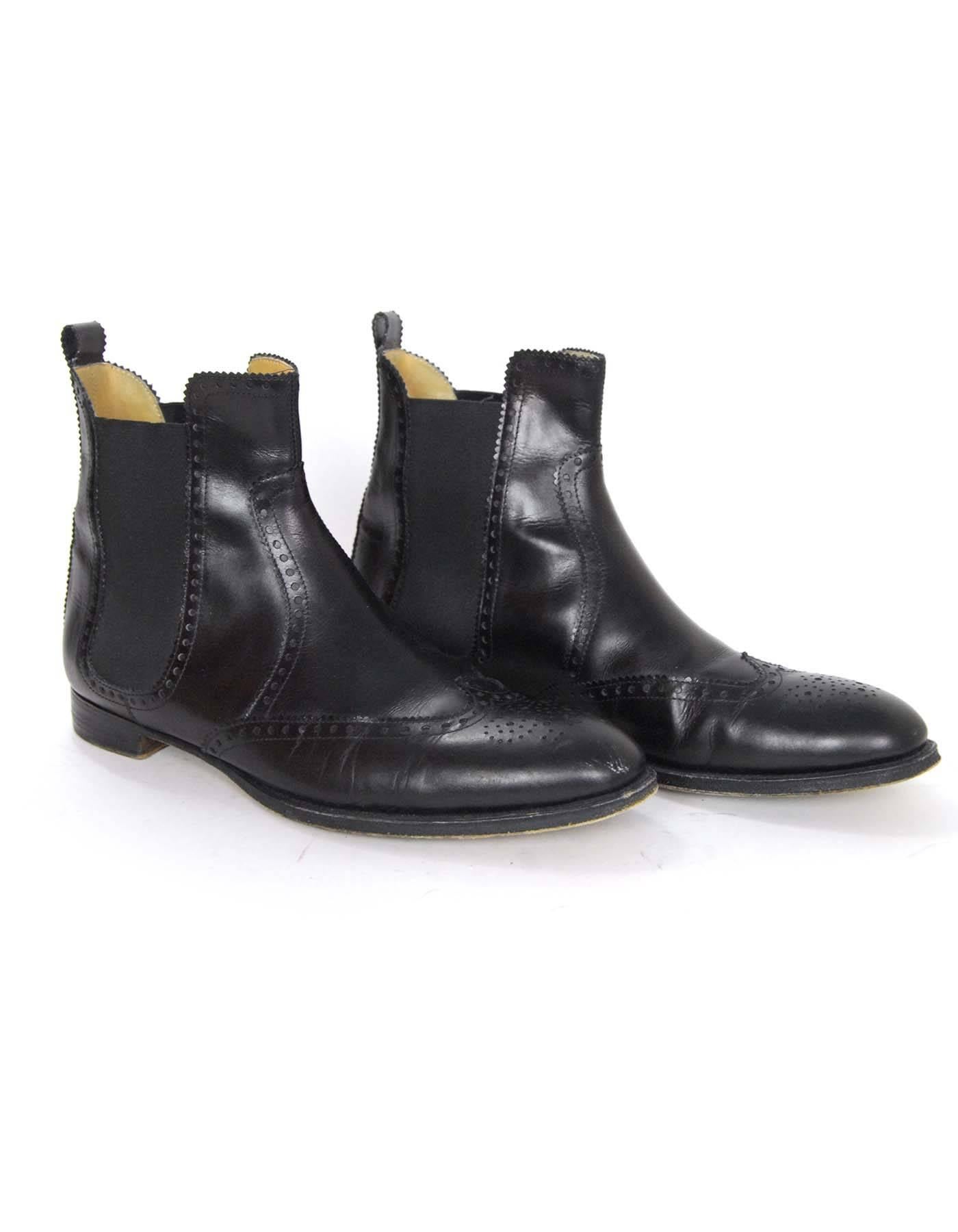 Women's Hermes Black Leather Spectator Brighton Ankle Boots Sz 41 rt. $1, 225