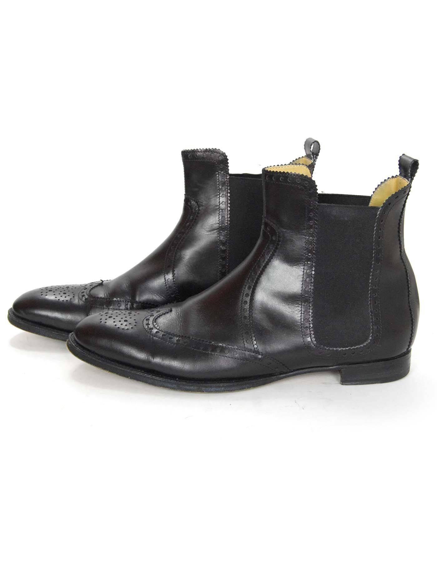 Hermes Black Leather Spectator Brighton Ankle Boots Sz 41

Made In: Italy
Color: Black 
Hardware: None
Retail Price: $1,225 + tax
Materials: Leather
Sole Stamp: Hermes 41 semelle cmir Made in Italy
Overall Condition: Very good pre-owned
