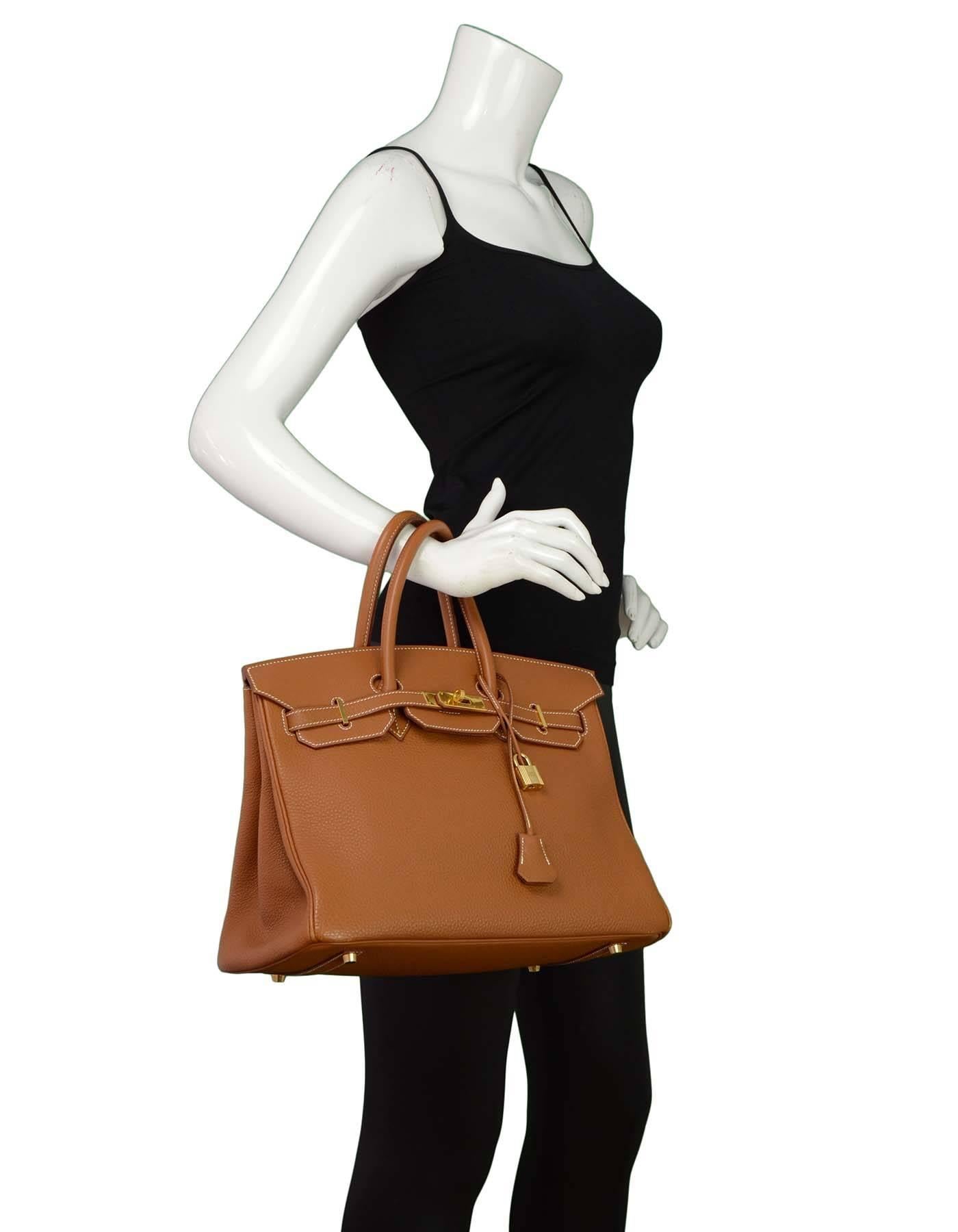 Hermes Gold/Tan Togo Leather 35cm Birkin Bag w/ Box & Dust Bag 2