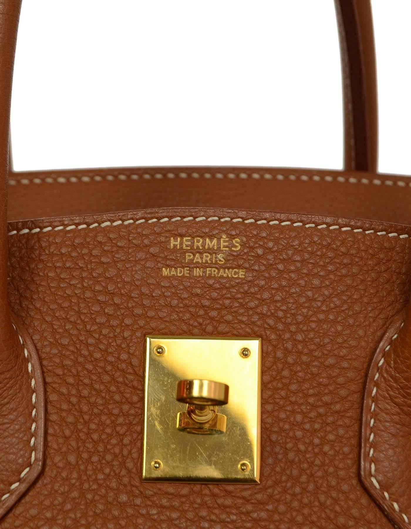 Hermes Gold/Tan Togo Leather 35cm Birkin Bag w/ Box & Dust Bag In Excellent Condition In New York, NY