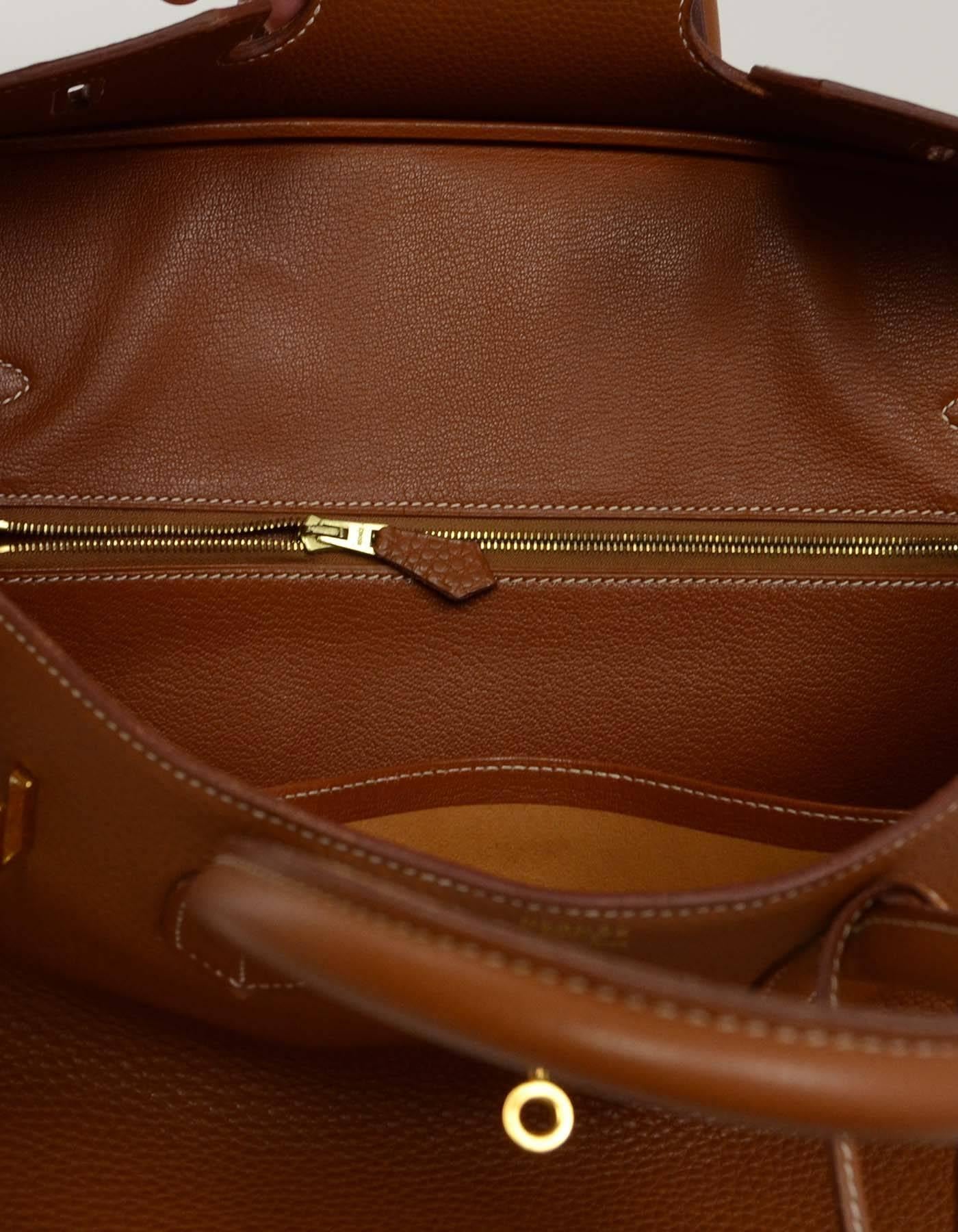 Brown Hermes Gold/Tan Togo Leather 35cm Birkin Bag w/ Box & Dust Bag