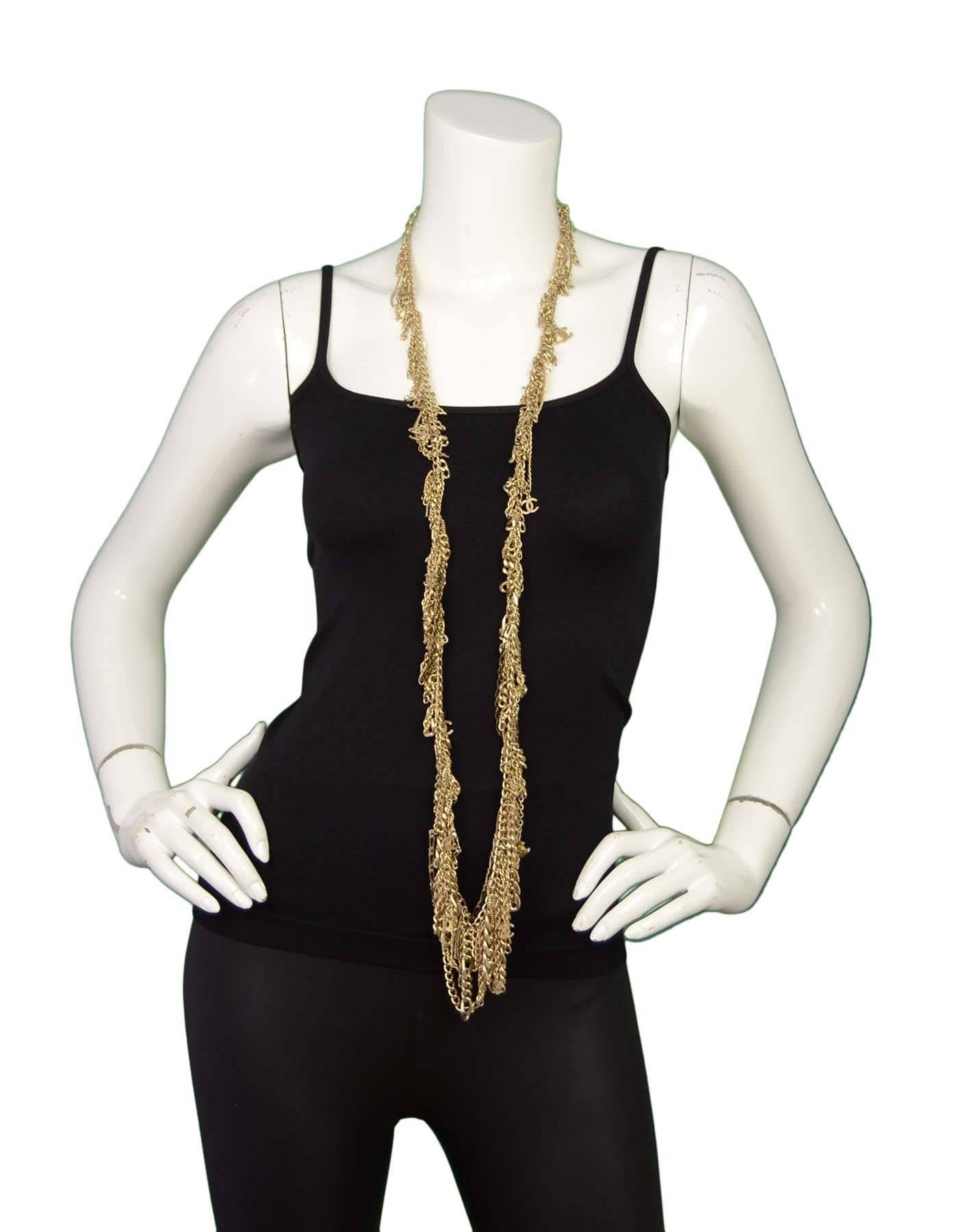 Women's Chanel Extra Long Goldtone Multi Chainlink CC Necklace