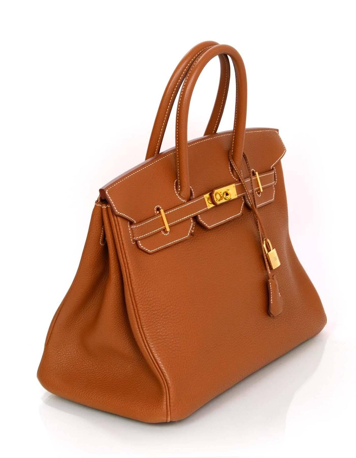 Hermes Tan Gold Togo Leather 35cm Birkin Bag GHW w/ Box and Dust Bag For Sale at 1stdibs