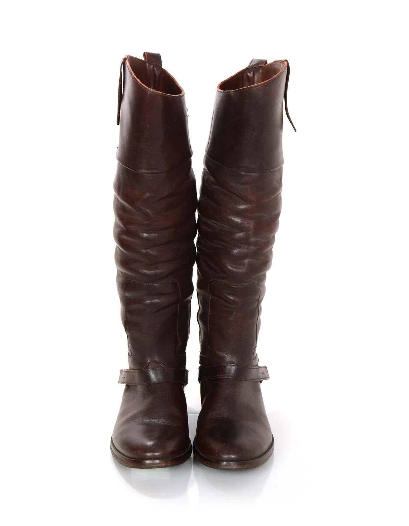Golden Goose Brown Distressed Leather Boots Sz 36 In Excellent Condition In New York, NY