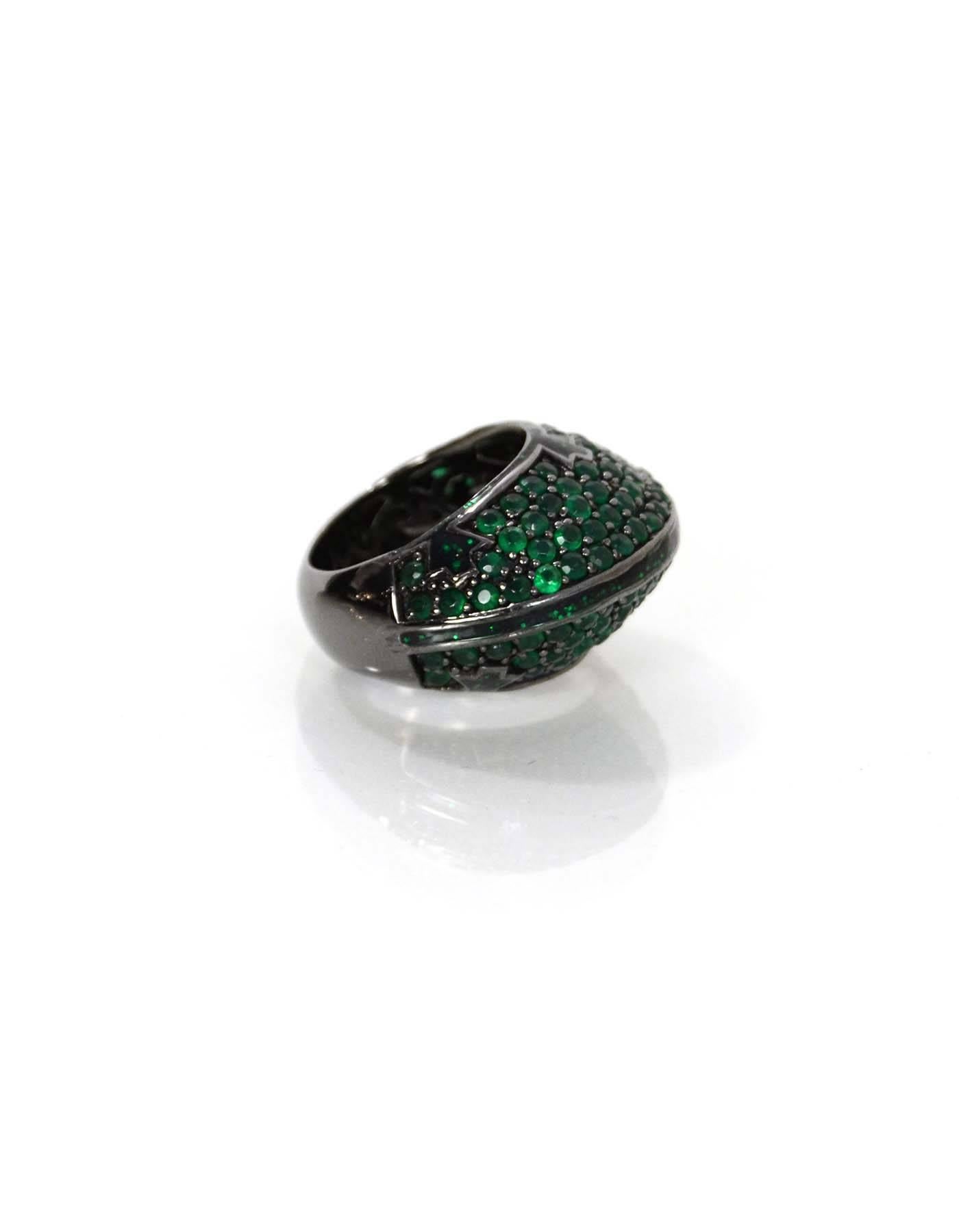 MCL By Matthew Campbell Green Sapphire and Sterling Silver Ring Sz 7 In Excellent Condition In New York, NY
