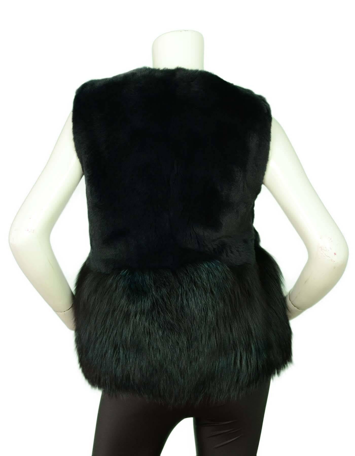 Black Co Bottle Green Fox and Rabbit Fur Vest Sz Small rt. $3, 500