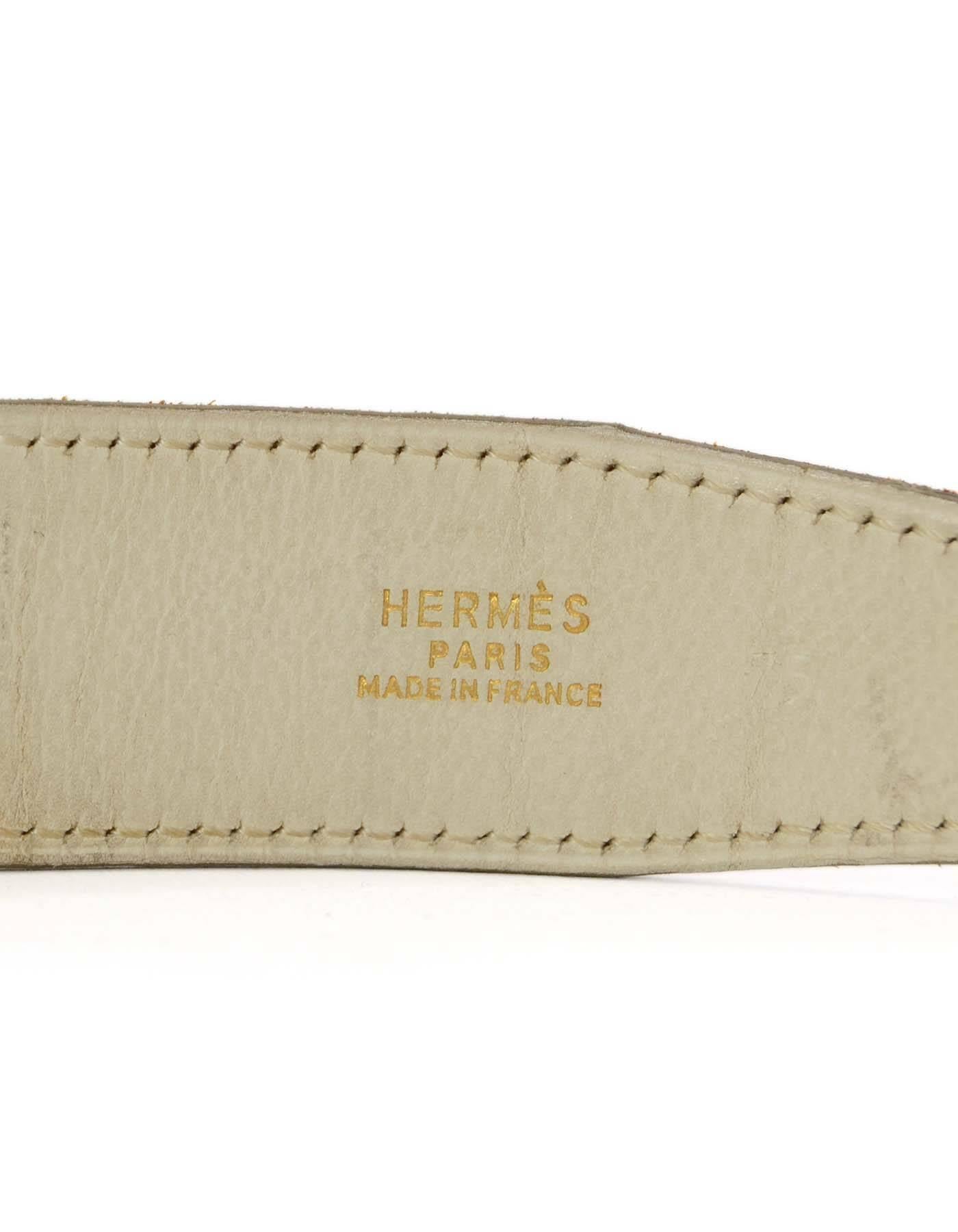 Women's Hermes Vintage Orange/White Leather Belt Strap Sz 75