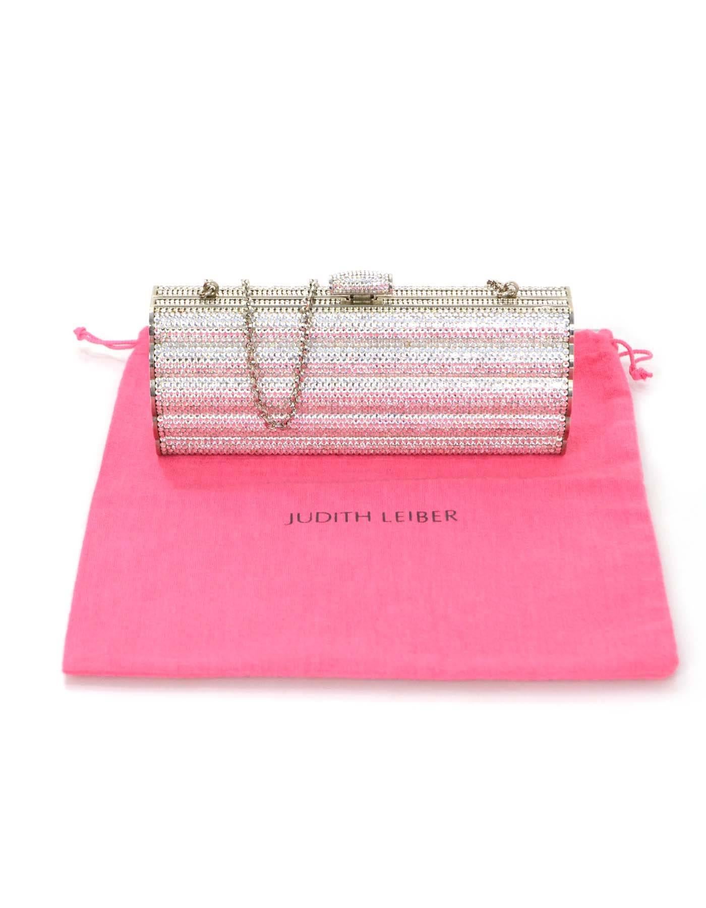 Judith Leiber Pave Crystal Miniaudiere Clutch Bag w/ Shoulder Chain 4