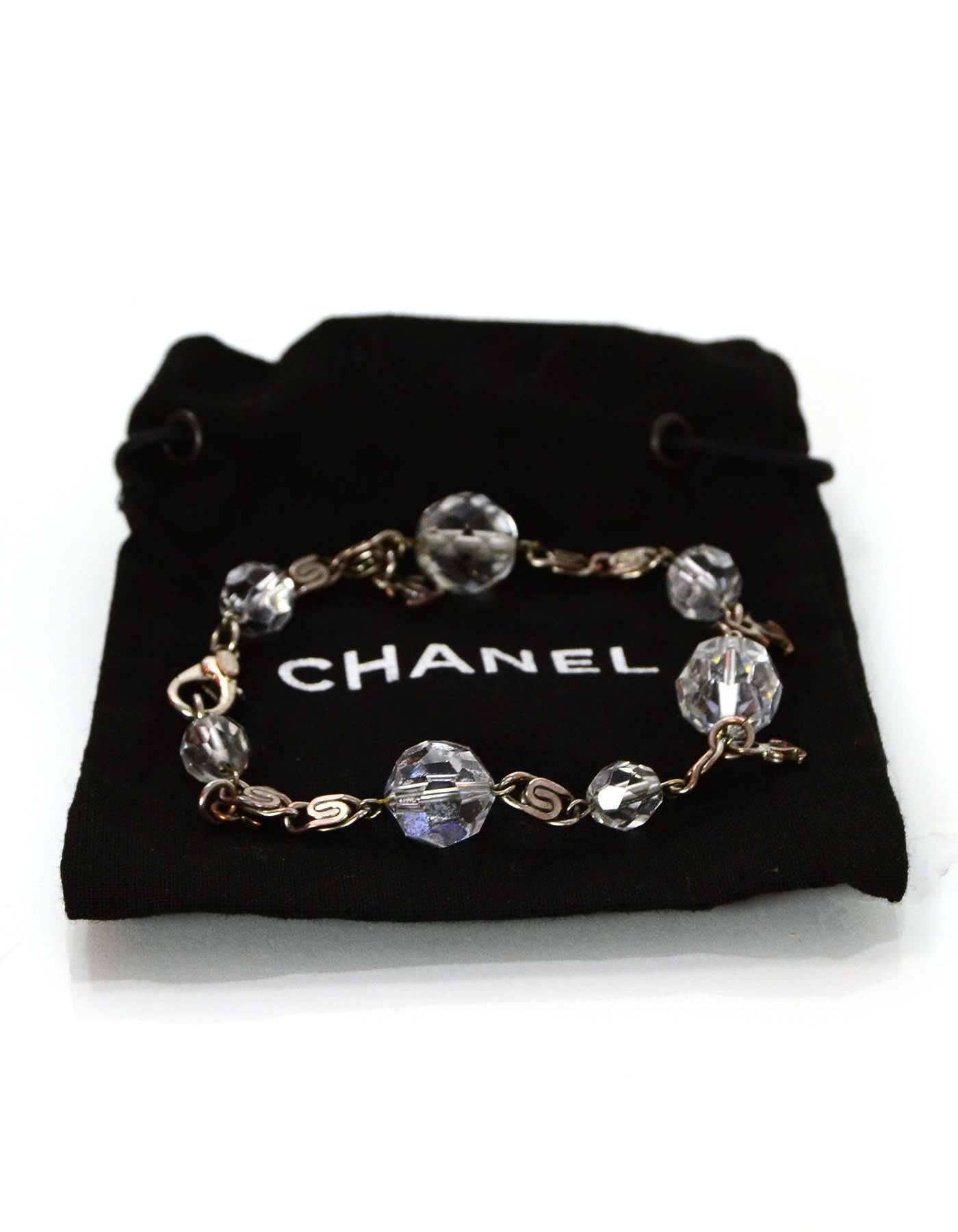 Women's Chanel Clear Bead CC Charm Bracelet