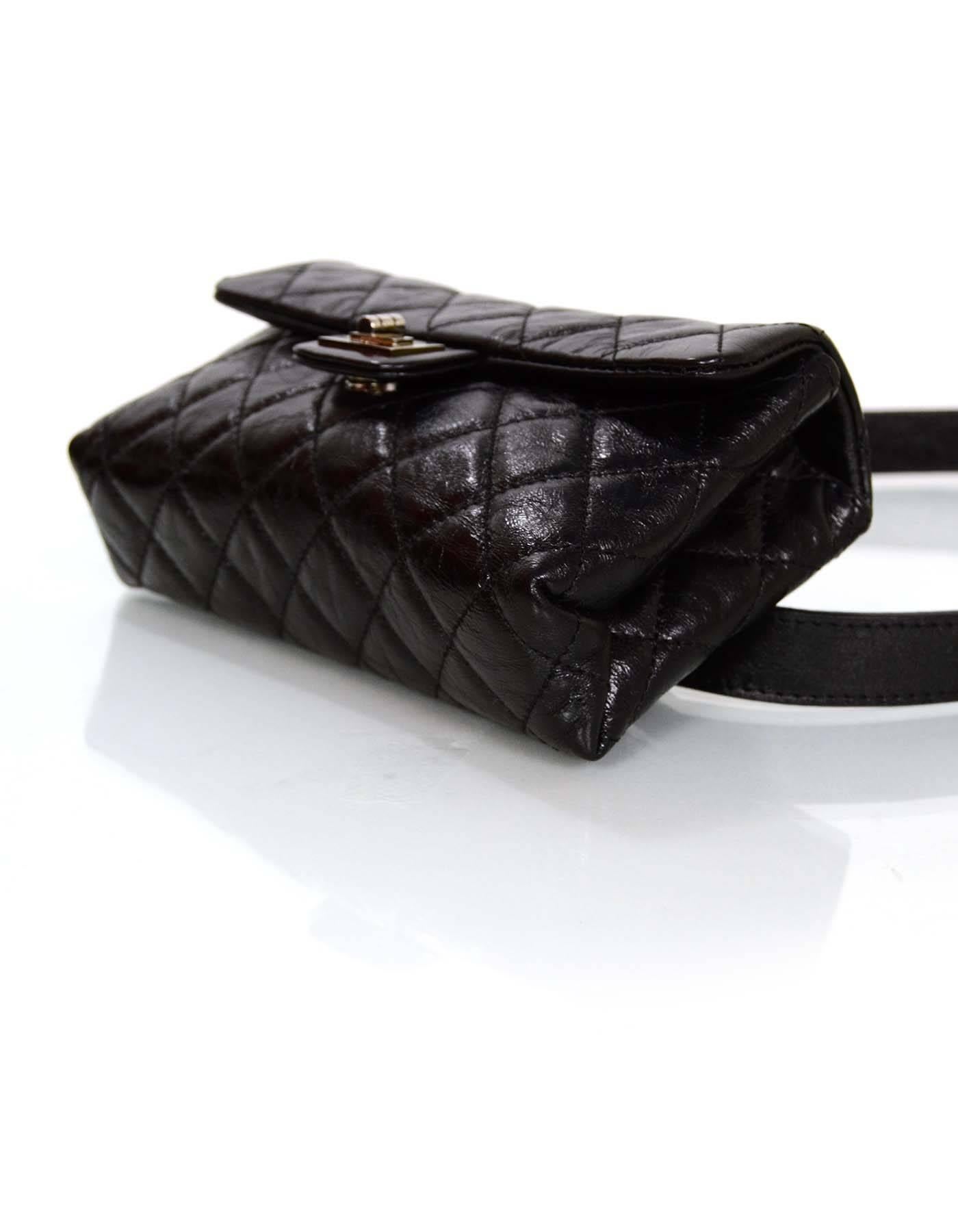 Women's Chanel Black Distressed Quilted Leather 2.55 Belt Bag Sz 36