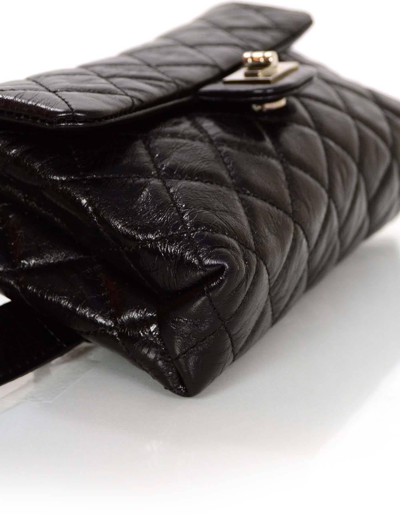 Chanel Black Distressed Quilted Leather 2.55 Belt Bag Sz 36 1