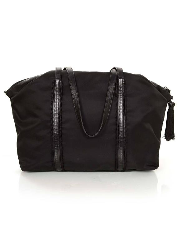 Prada Black Nylon Tassel Duffle Tote Bag For Sale at 1stDibs