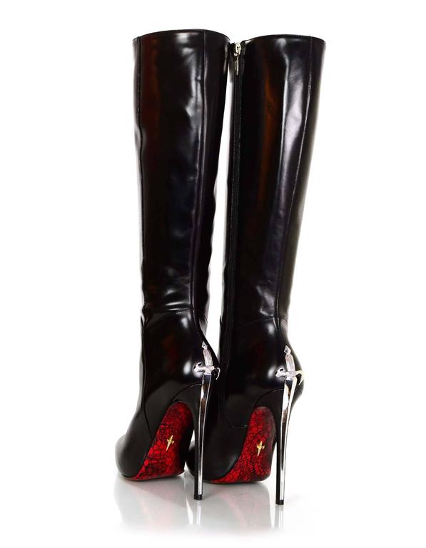 Cesare Paciotti Black Leather Dagger Tall Heeled Boots Sz 10 rt. $1,500 ...