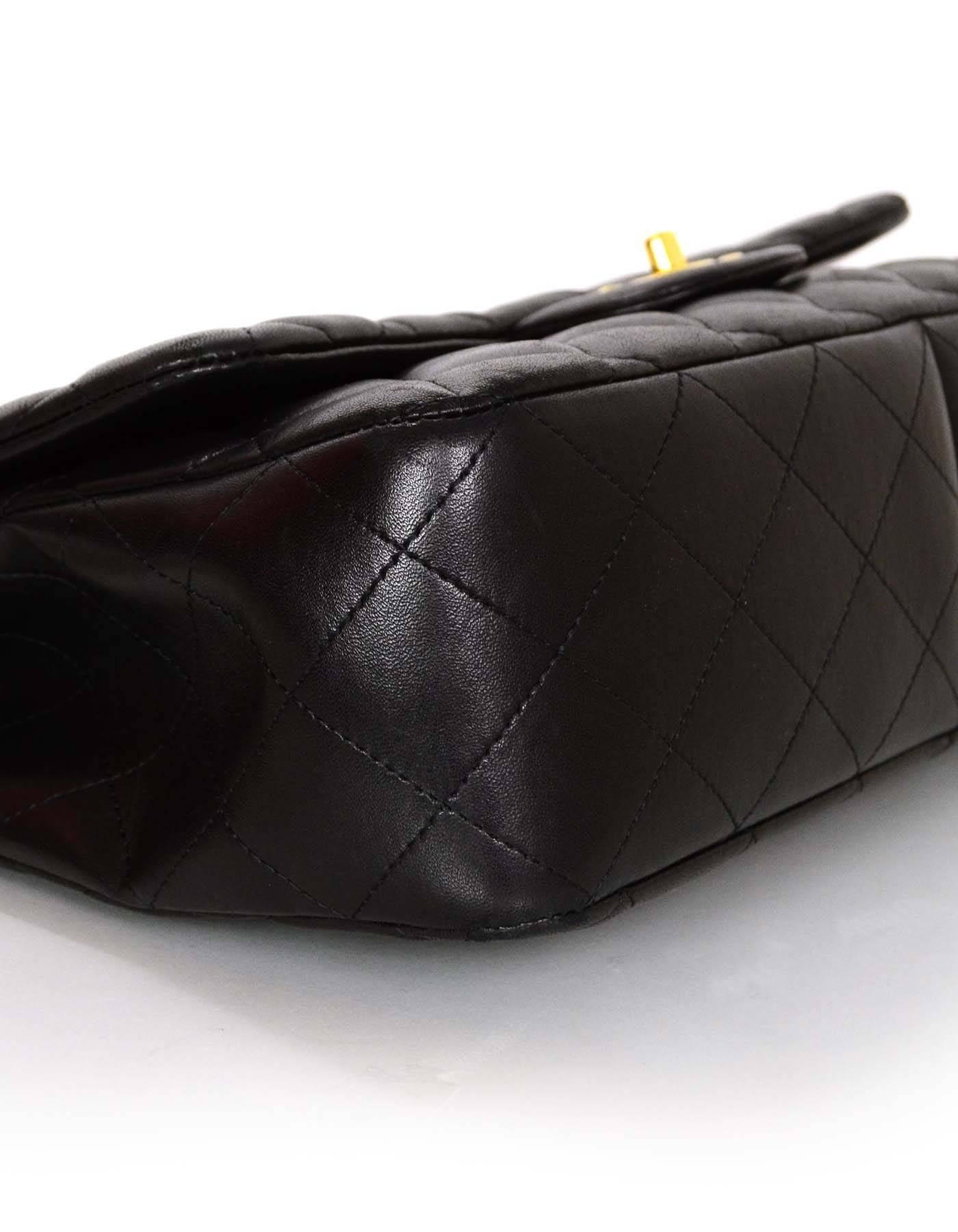 Women's Chanel Black Lambskin Leather Single Flap Jumbo Bag with GHW