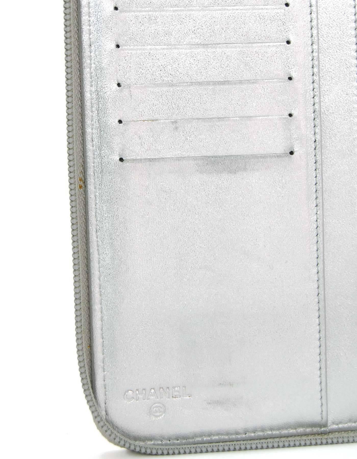 Chanel Silver Mirror Icons Zip Around XL Organizer Wallet 3