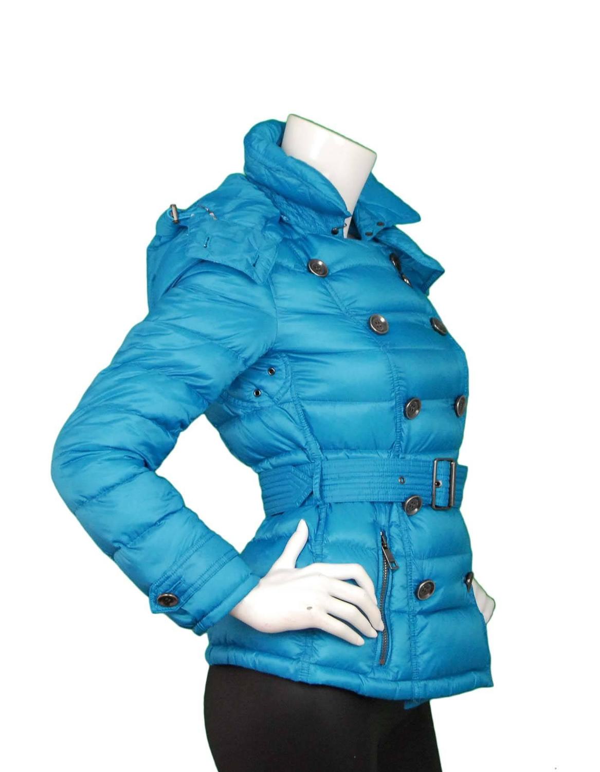 Burberry Brit Turquoise Puffer Jacket Sz S For Sale at 1stdibs