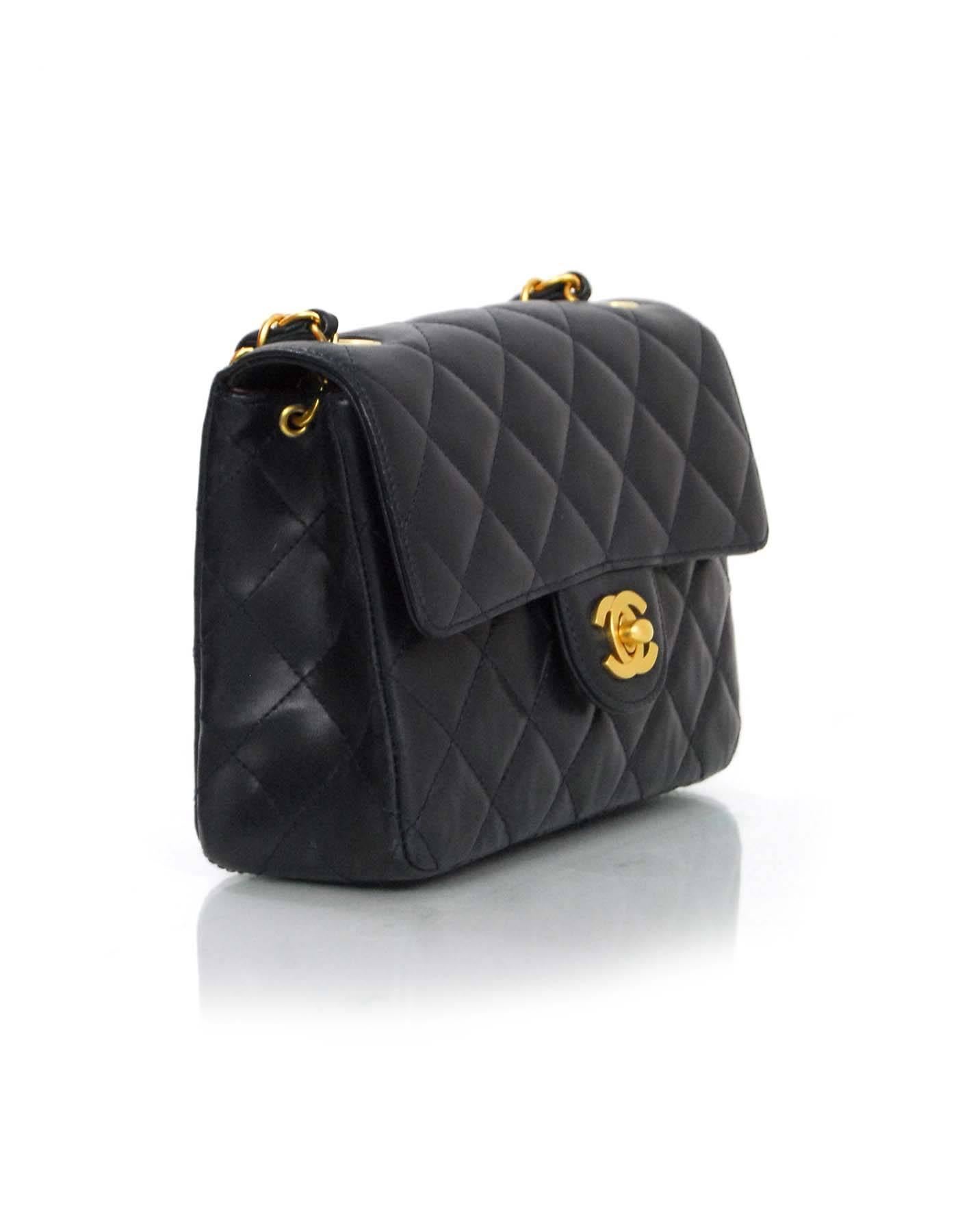 Chanel Navy Lambskin Quilted Square Mini Flap Crossbody Bag In Good Condition In New York, NY