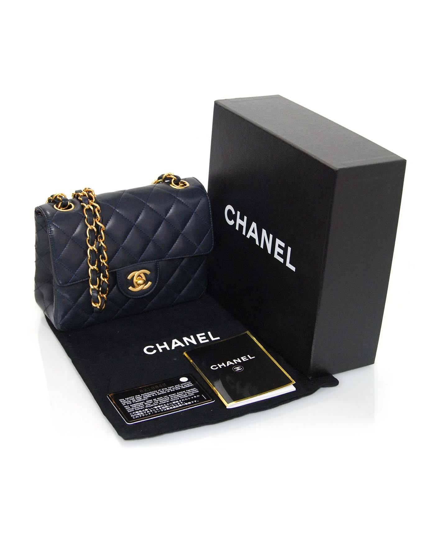 Chanel Navy Lambskin Quilted Square Mini Flap Crossbody Bag 6