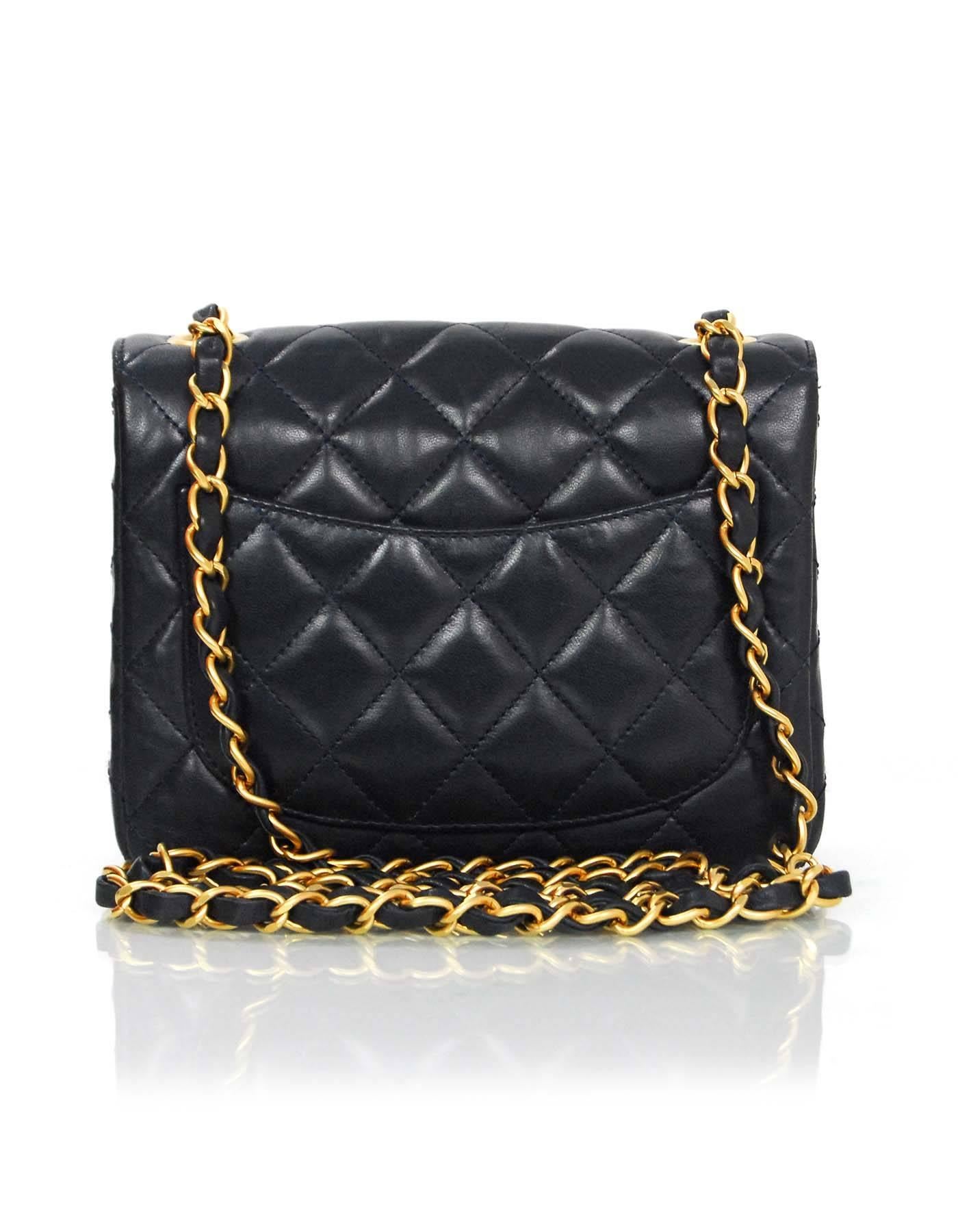 Women's Chanel Navy Lambskin Quilted Square Mini Flap Crossbody Bag