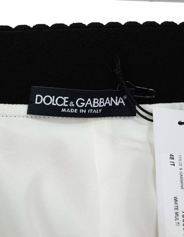Dolce and Gabbana White Skirt with Floral Motif Sz 48 NWT rt. $1,395 ...