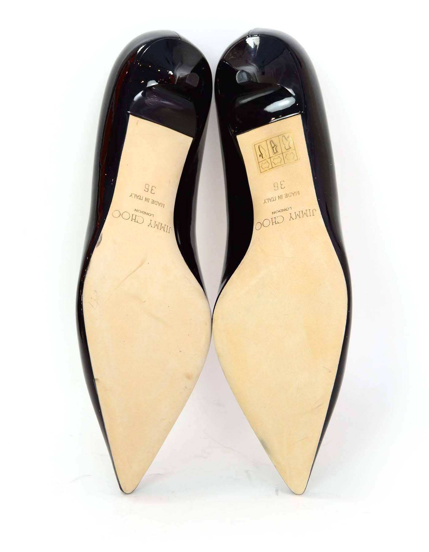 Jimmy Choo Black Patent Leather Aza Kitten Heels Sz 36 In Excellent Condition In New York, NY