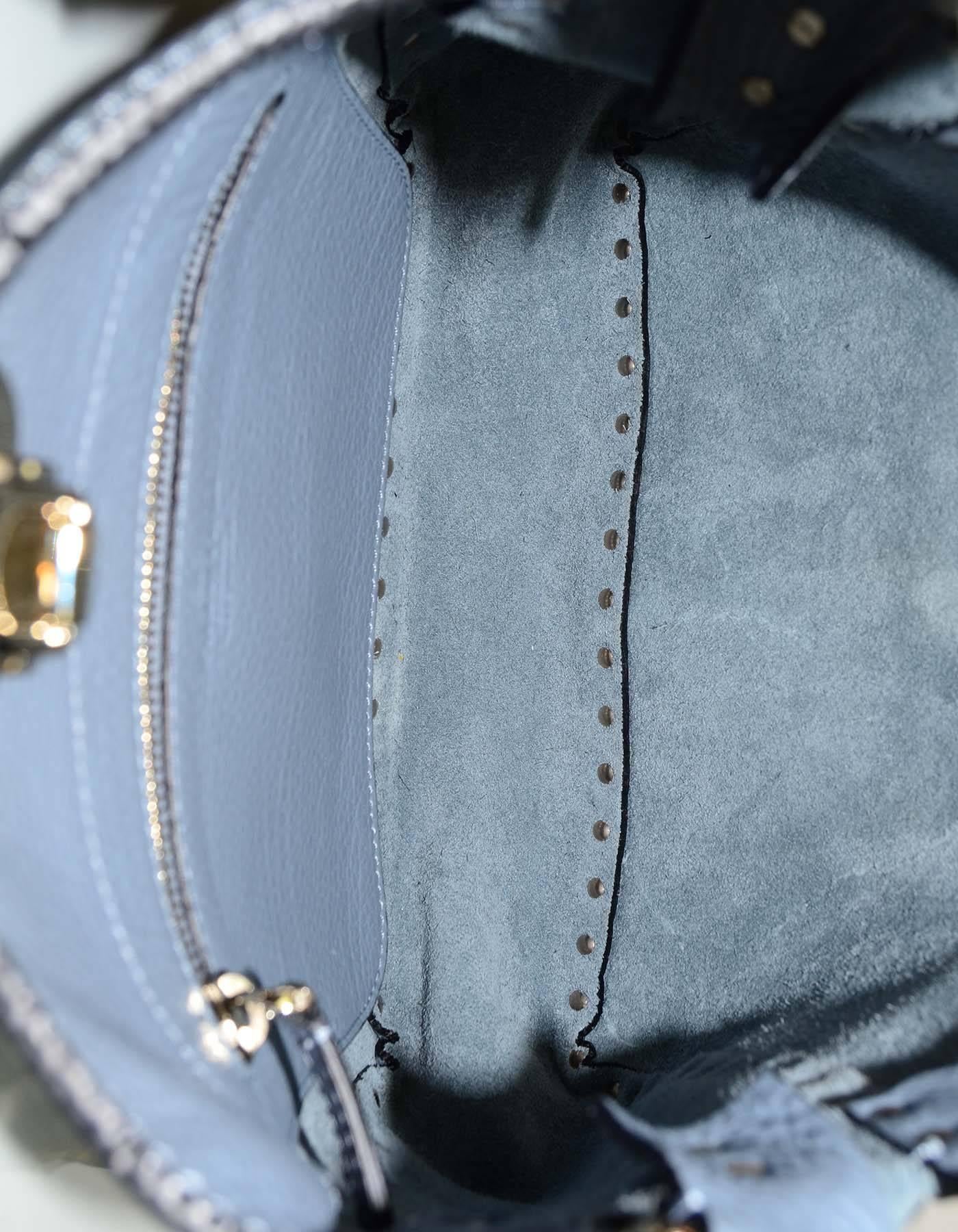 Valentino 2016 Slate Blue Rockstud Hobo Messenger Crossbody Bag In Excellent Condition In New York, NY