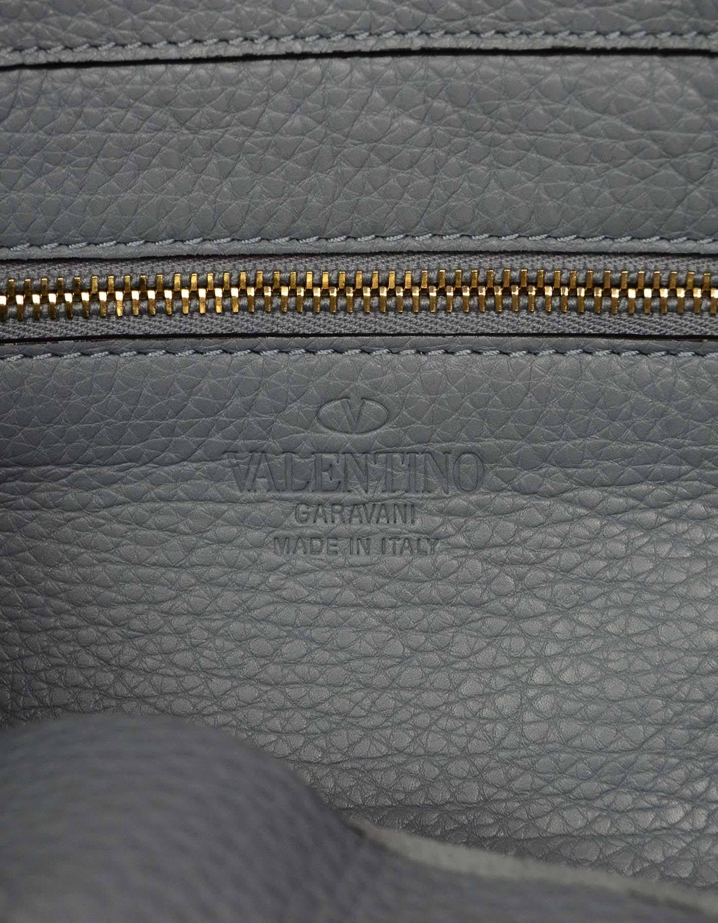 Women's Valentino 2016 Slate Blue Rockstud Hobo Messenger Crossbody Bag