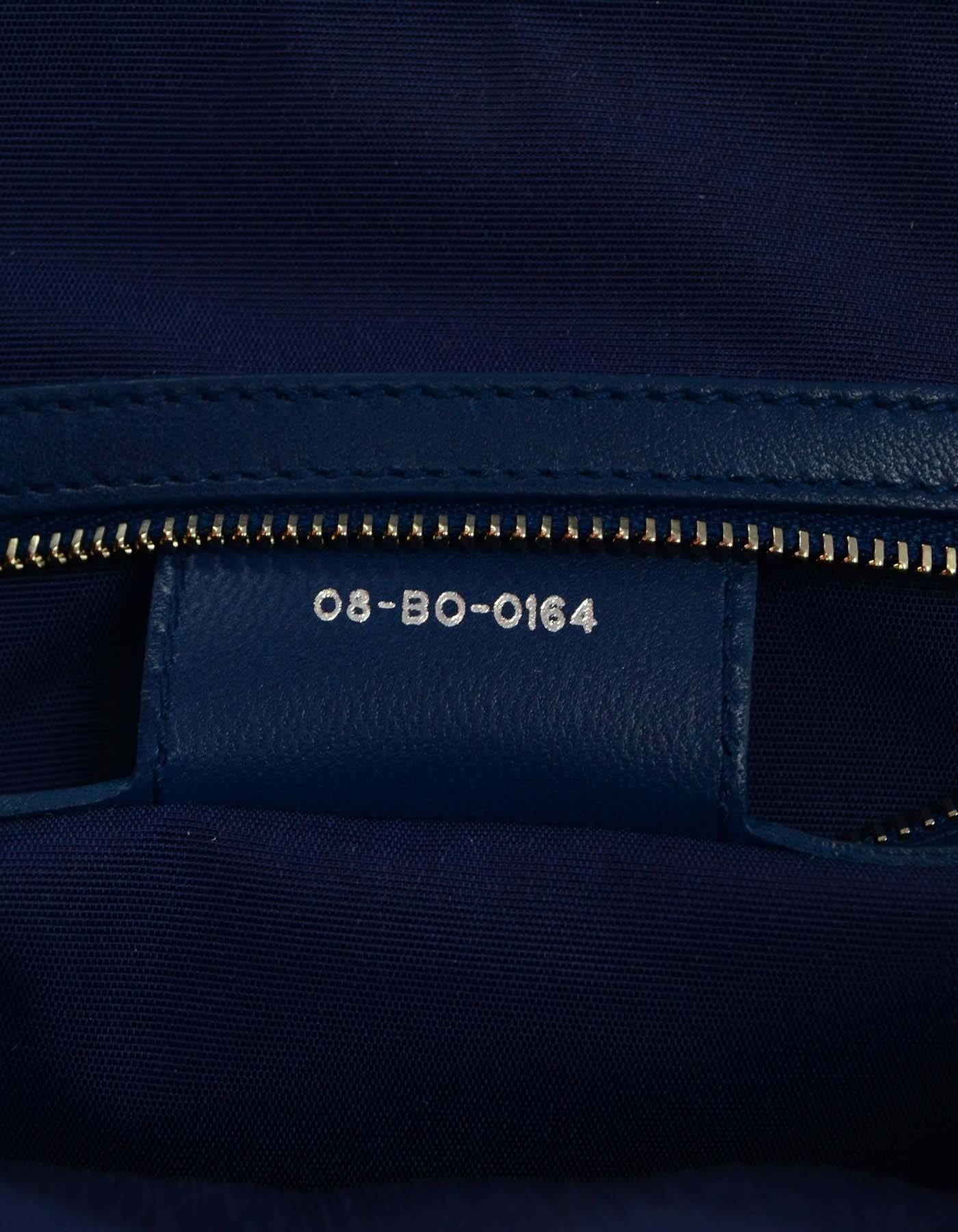 Christian Dior Marine Blue Cannage Quilted Soft Leather Zipper Shopping Tote Bag 3