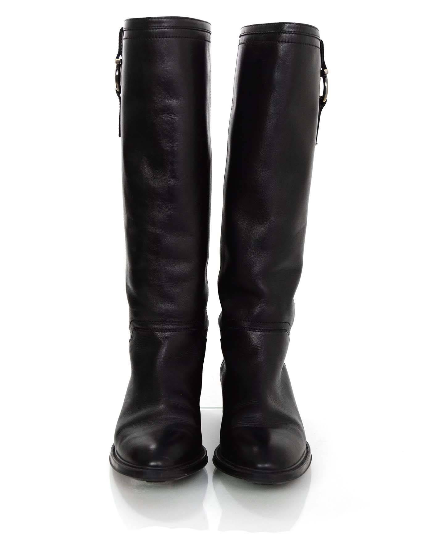 Salvatore Ferragamo Black Leather Boots Sz 5.5 In Good Condition In New York, NY