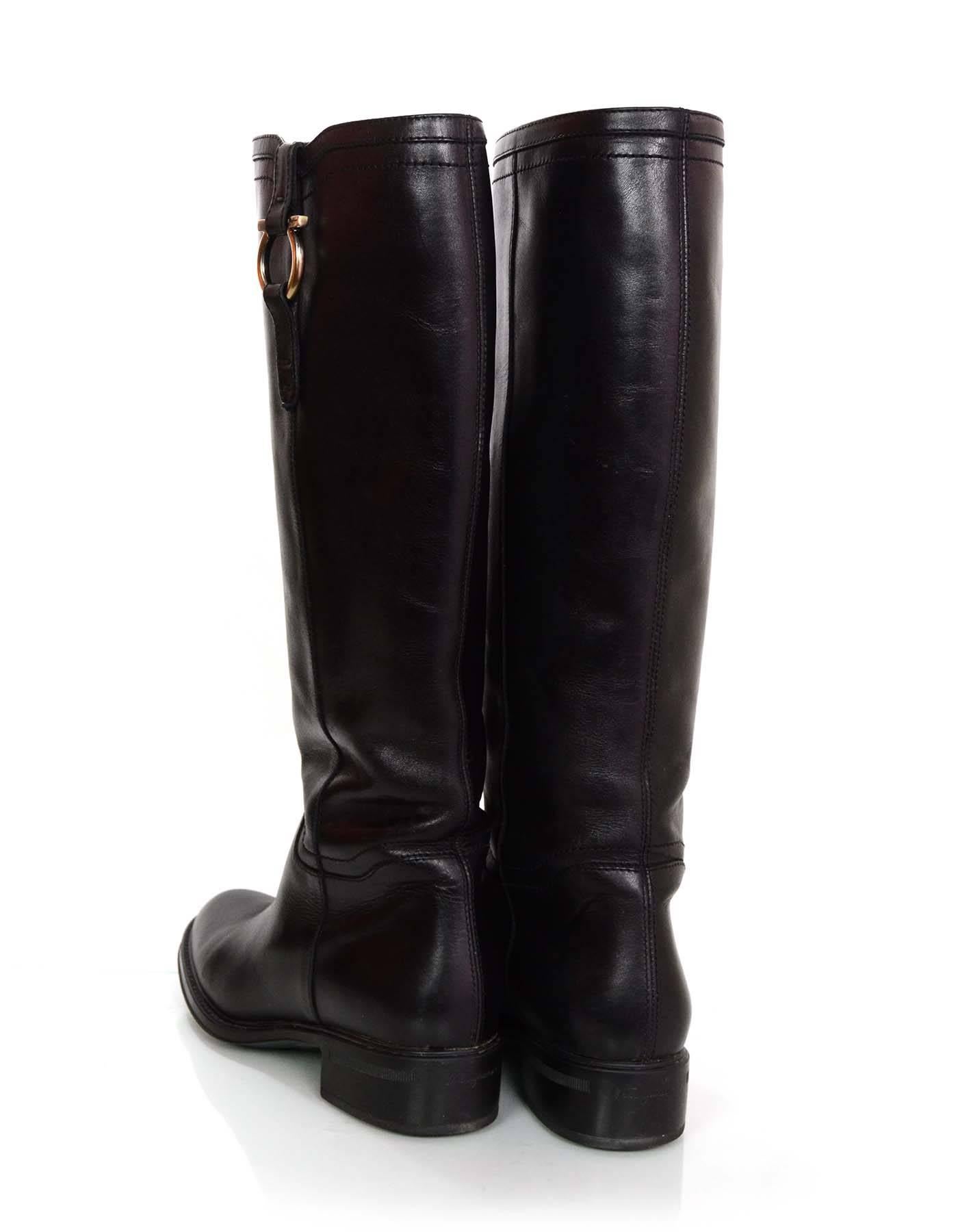 Salvatore Ferragamo Black Leather Boots Sz 5.5 1
