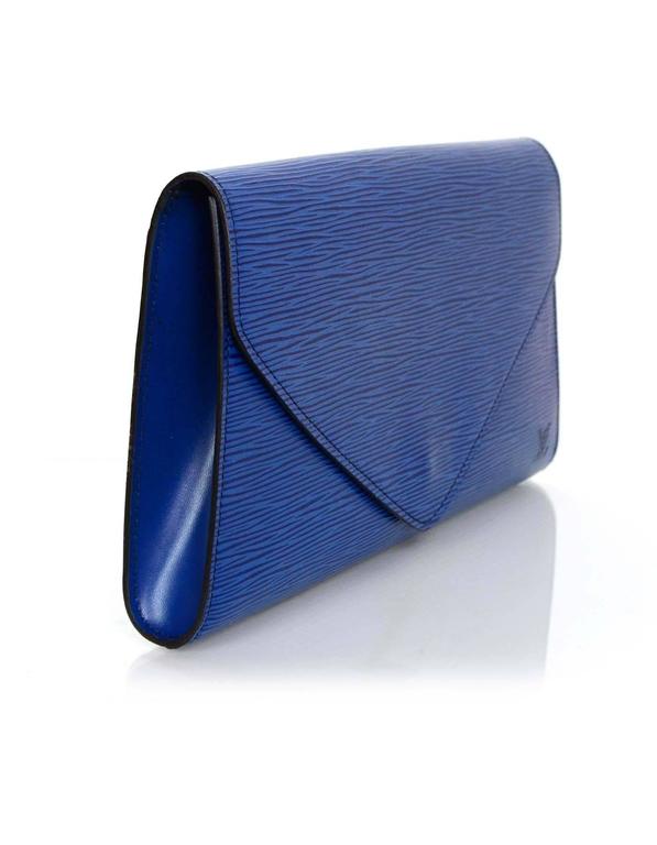 Vintage Louis Vuitton blue epi envelope style clutch bag with gold