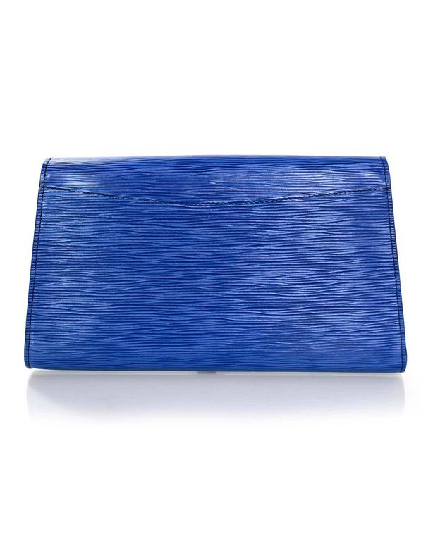 Auth Louis Vuitton Blue Epi Leather Envelope Long Wallet Purse
