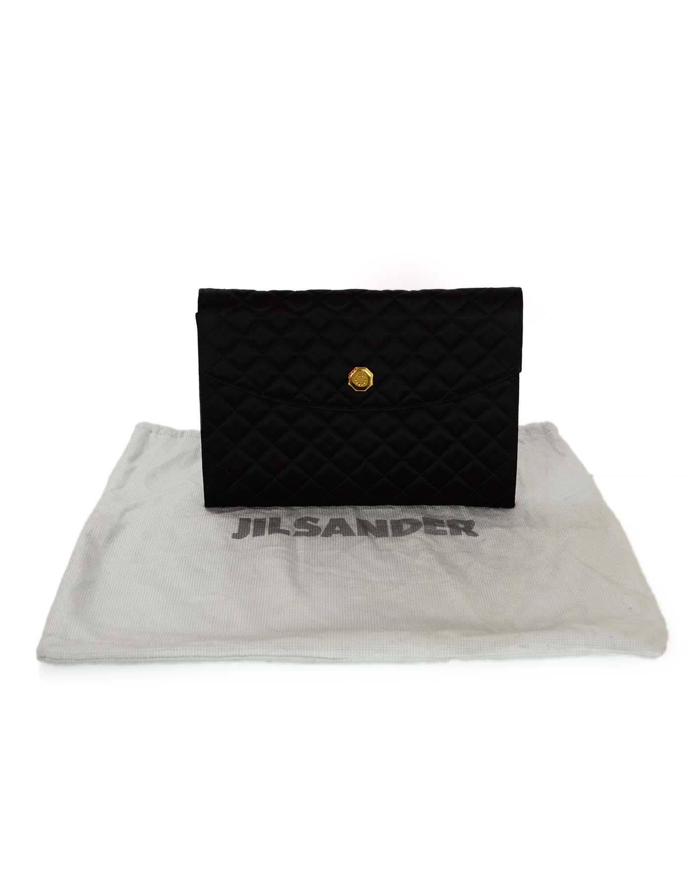 Jil Sander Black Quilted Satin Clutch Bag  3