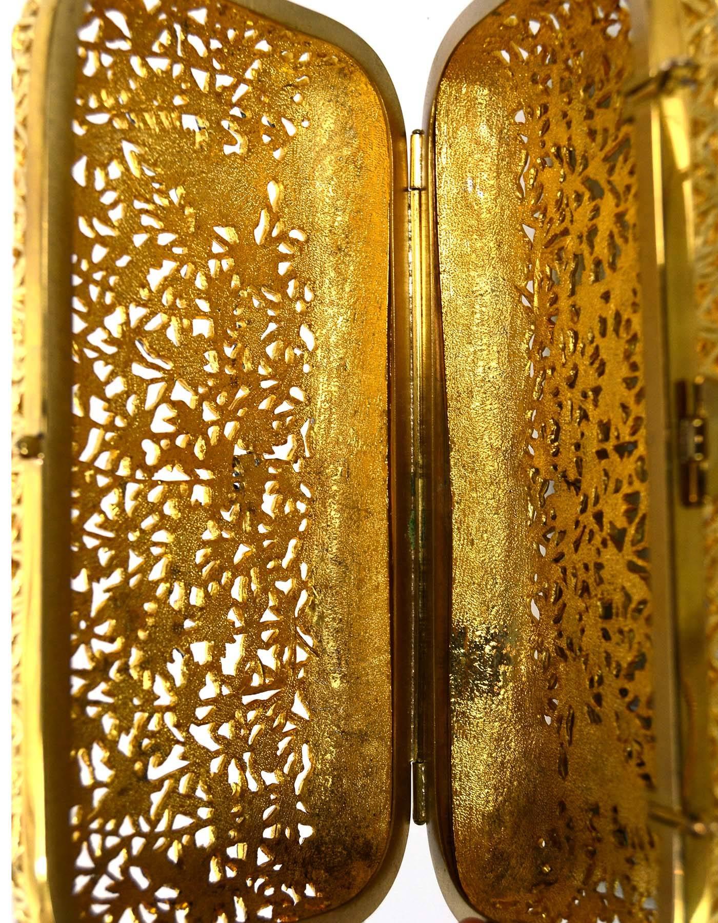 Judith Leiber Vintage Gold Metal Hard Case Minaudiere w/ Strap 1
