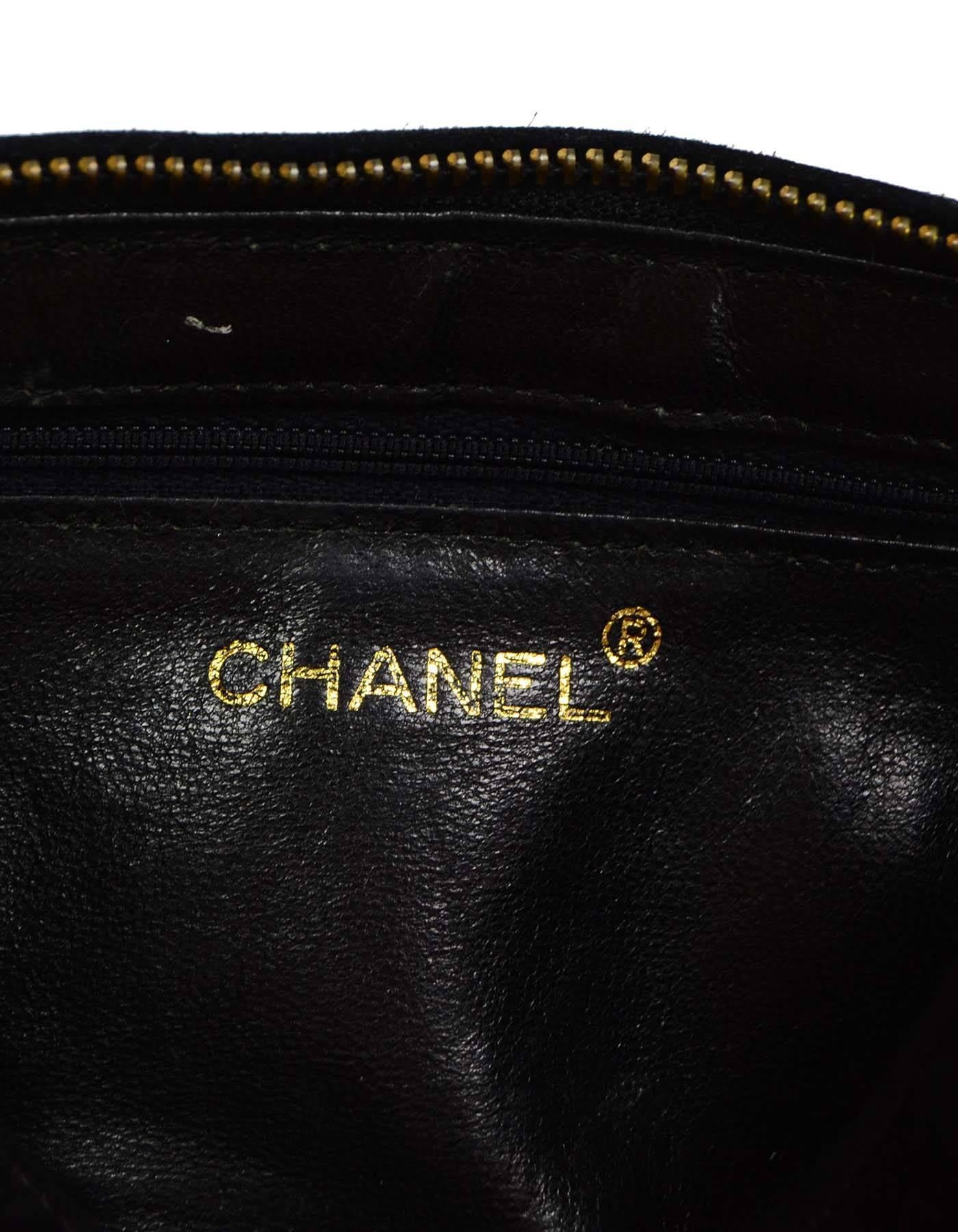 Chanel Vintage Black Quilted Suede Mini Barrel Crossbody Bag  1
