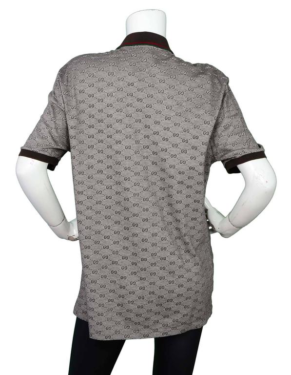 Gucci Men's Brown Monogram Polo Shirt with  Collar Sz XXXL For Sale