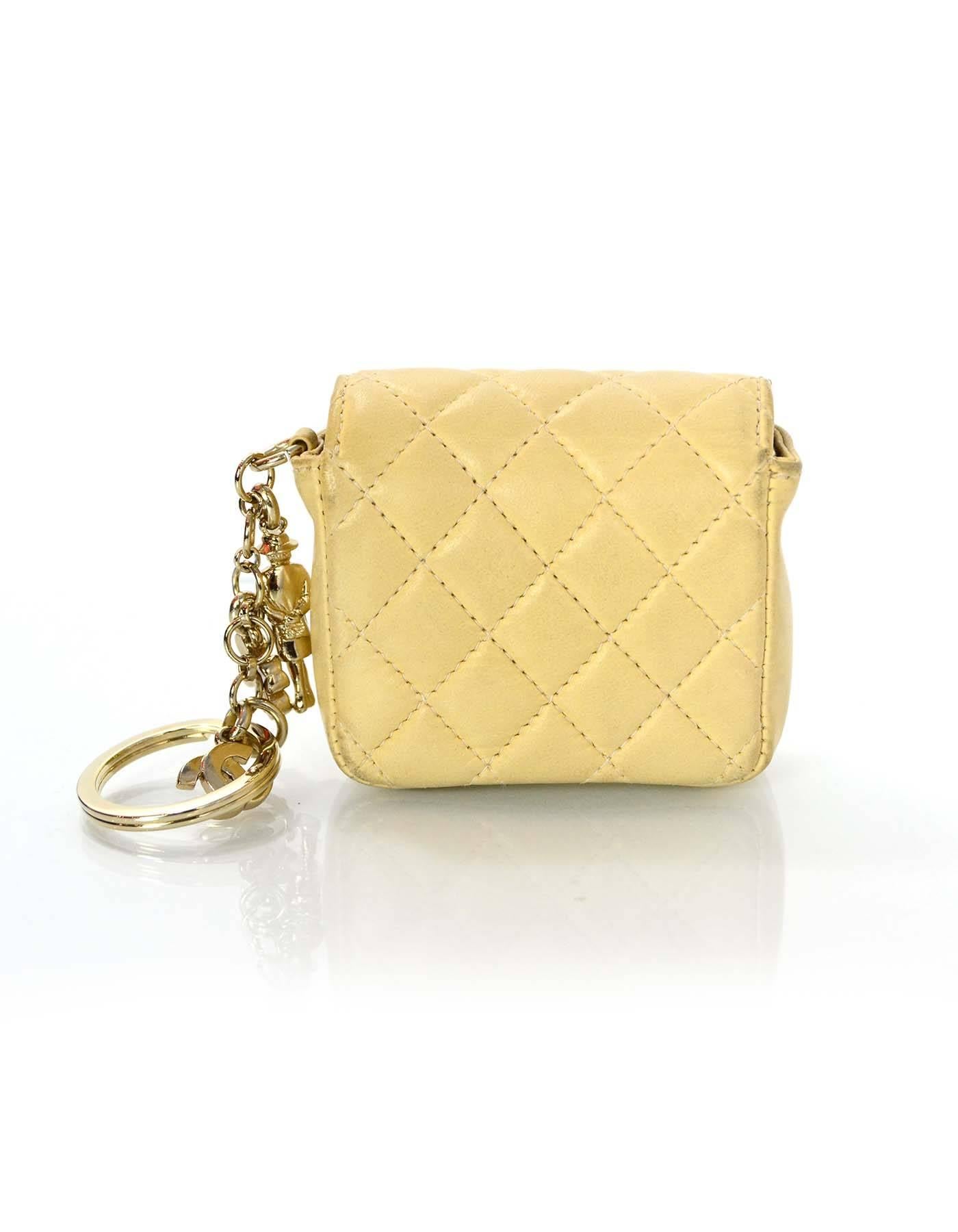 Chanel Beige Quilted Mini Flap Bag Key Ring/ Bag Charm For Sale at ...