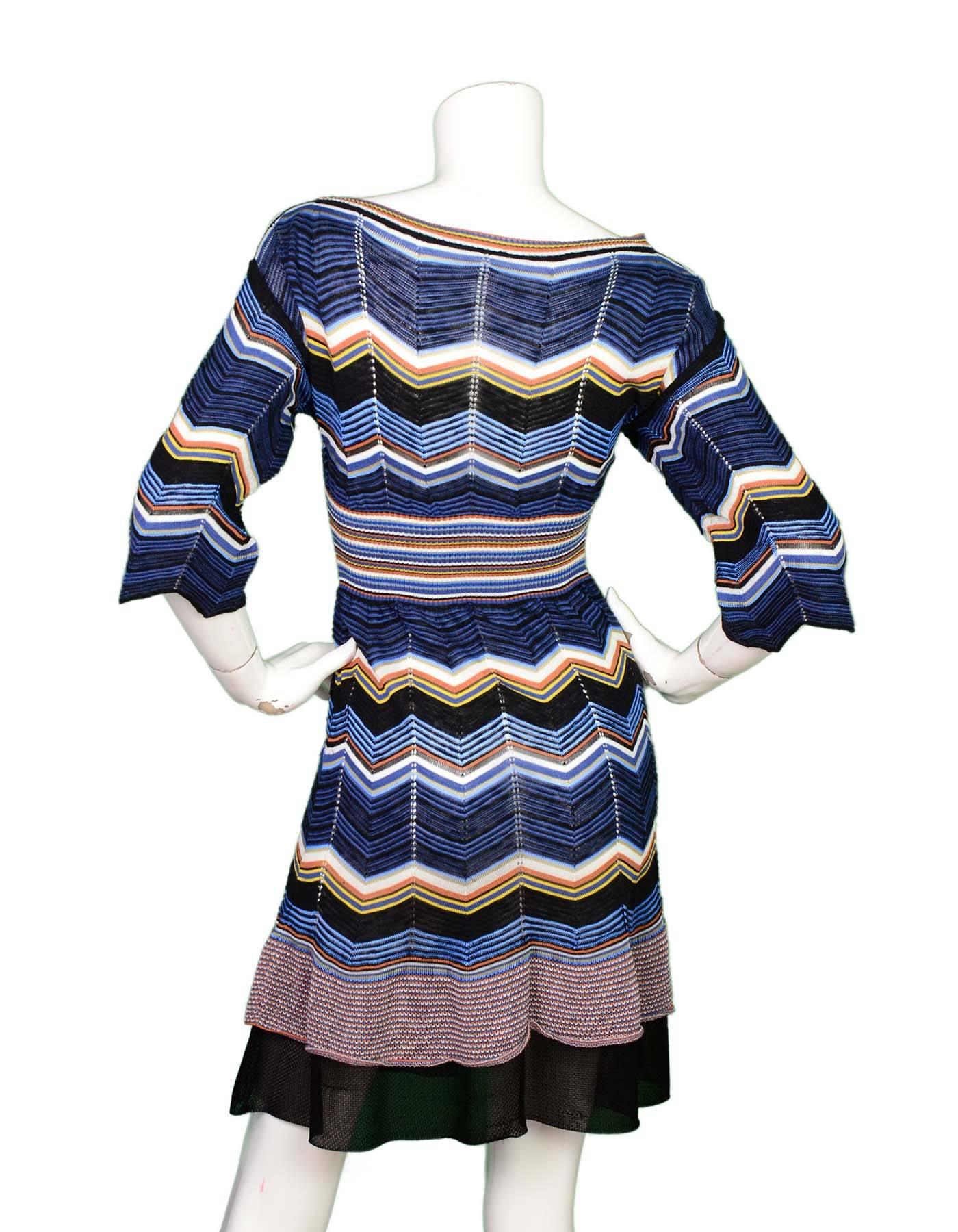 Missoni Blue & Orange ZigZag Knit Dress sz 4 In Excellent Condition In New York, NY