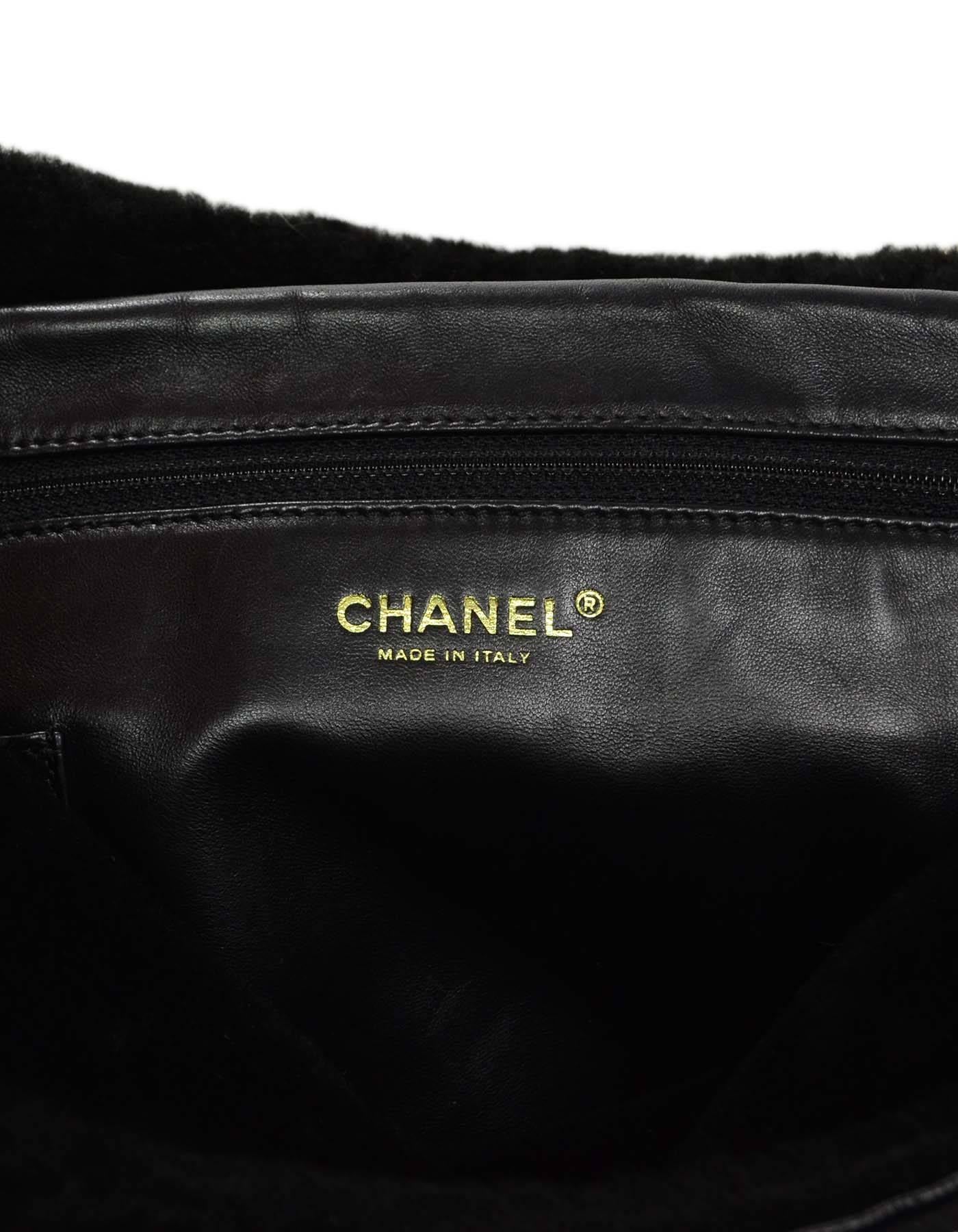 Chanel Black Shearing CC Zip Top Messenger Bag  4